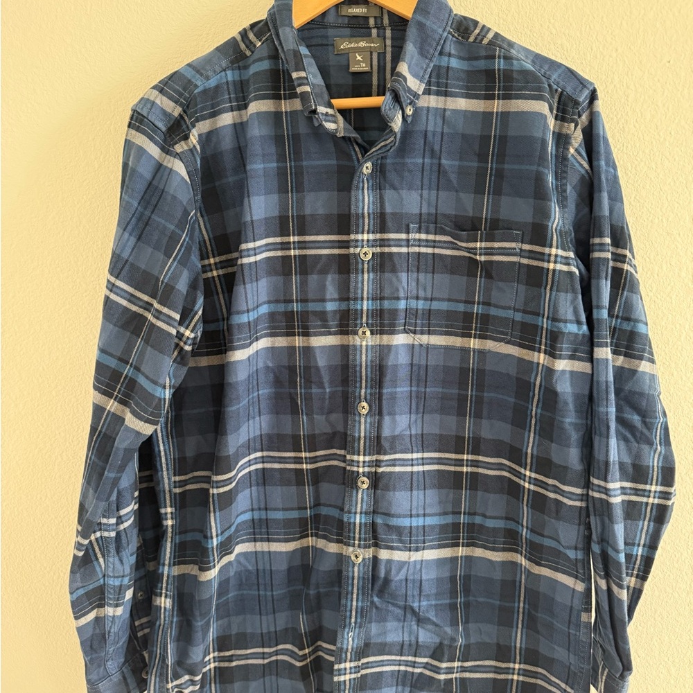 Eddie Bauer Men’s Blue Flannel Button Down Shirt